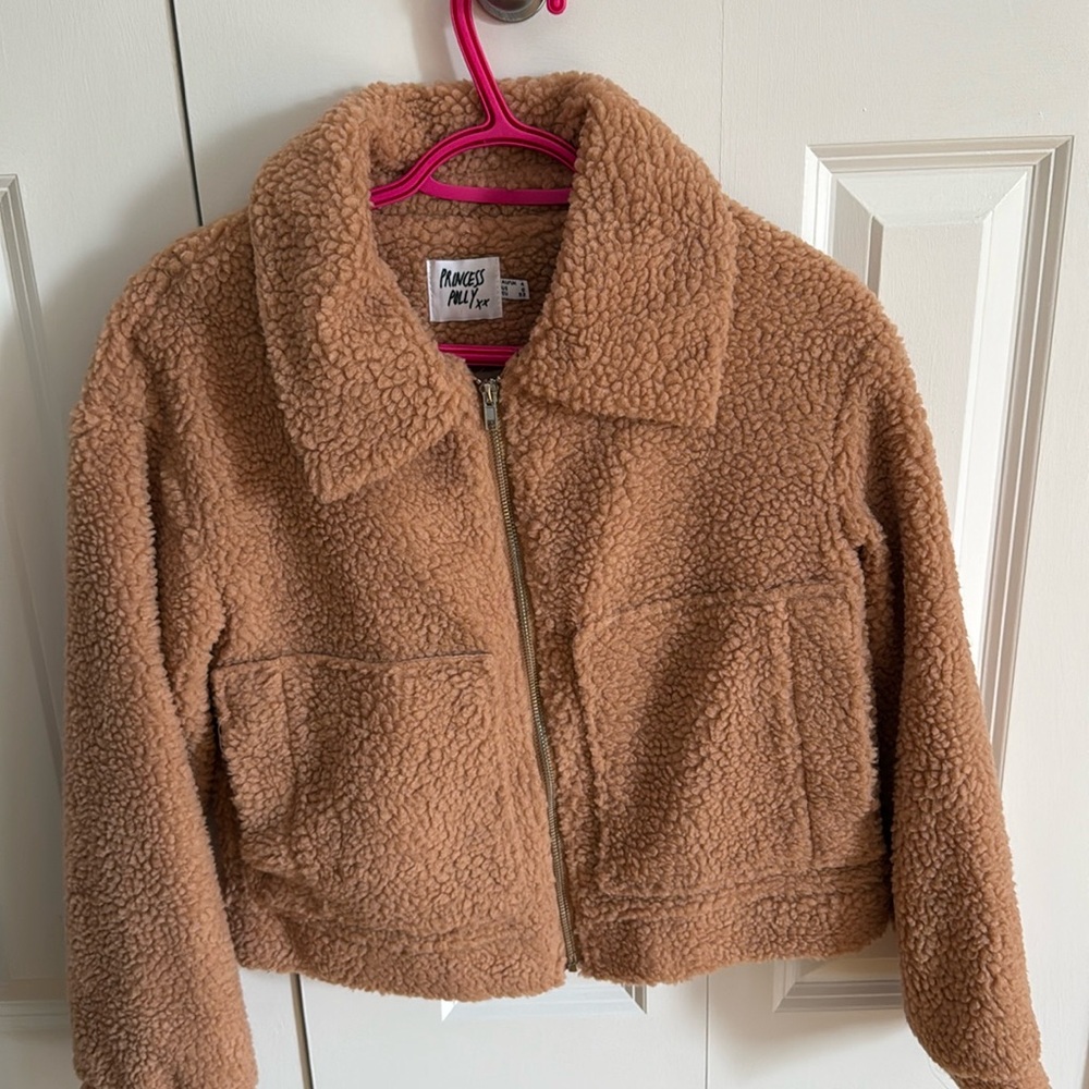 Pink beige Sherpa coat Princess Polly
